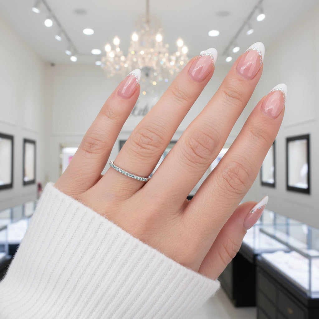 Gorgeous Half Eternity Paraiba Tourmaline Wedding Band-Black Diamonds New York