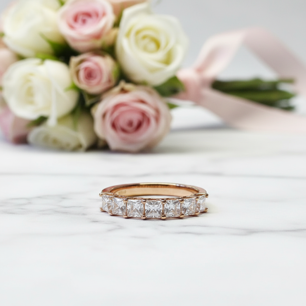 Half Eternity Asscher Cut Ring Band-Black Diamonds New York