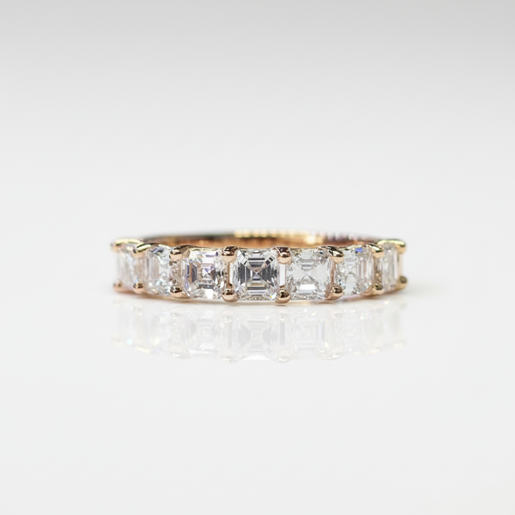 Half Eternity Asscher Cut Ring Band-Black Diamonds New York