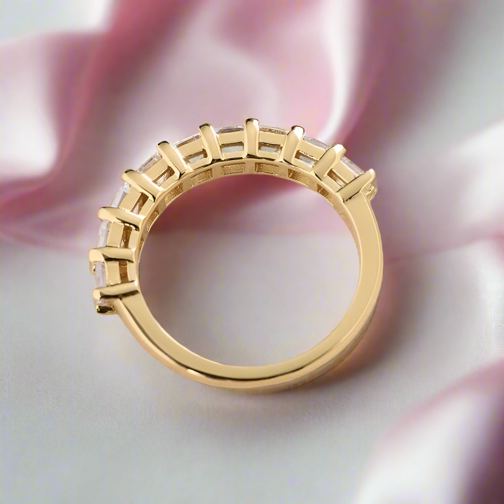 Half Eternity Asscher Cut Ring Band-Black Diamonds New York