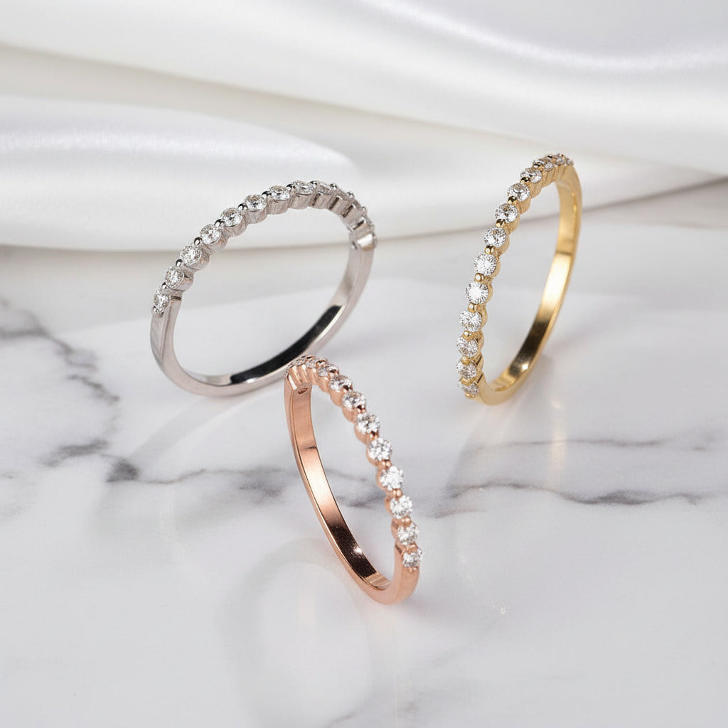 Half Eternity Diamond Option Bubble Ring Band-Black Diamonds New York
