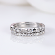 Half Eternity Stackable Wedding Band Set In White Gold-Black Diamonds New York