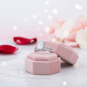 Halo Emerald Cut Simulated Diamonds Wedding Ring Set-Black Diamonds New York