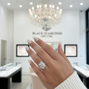 Halo Emerald Cut Simulated Diamonds Wedding Ring Set-Black Diamonds New York