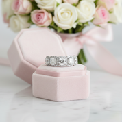 Halo Six Cushion Cut Diamond Option Wedding Band Ring-Black Diamonds New York