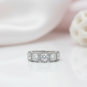 Halo Six Cushion Cut Diamond Option Wedding Band Ring-Black Diamonds New York