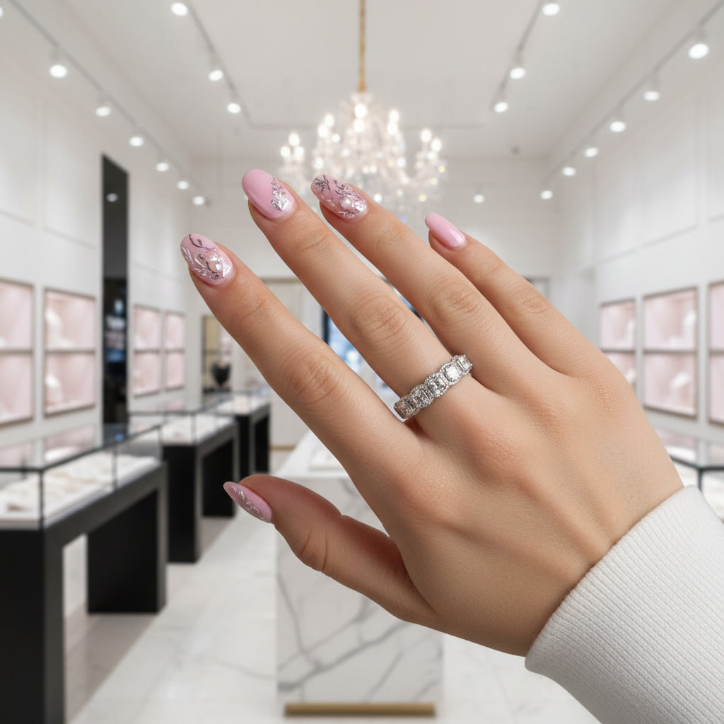 Halo Six Cushion Cut Diamond Option Wedding Band Ring-Black Diamonds New York