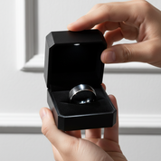 Men's Matte Black Dome Titanium Wedding Band-Black Diamonds New York