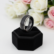 Men's Matte Black Dome Titanium Wedding Band-Black Diamonds New York