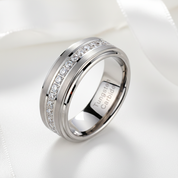 Men's Tungsten Carbide 8mm Wedding Band-Black Diamonds New York