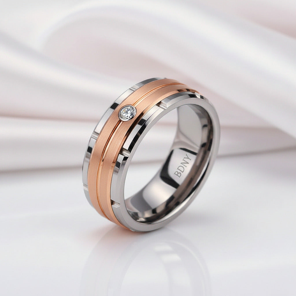 Men's Tungsten Carbide Diamond Option Wedding Band-Black Diamonds New York