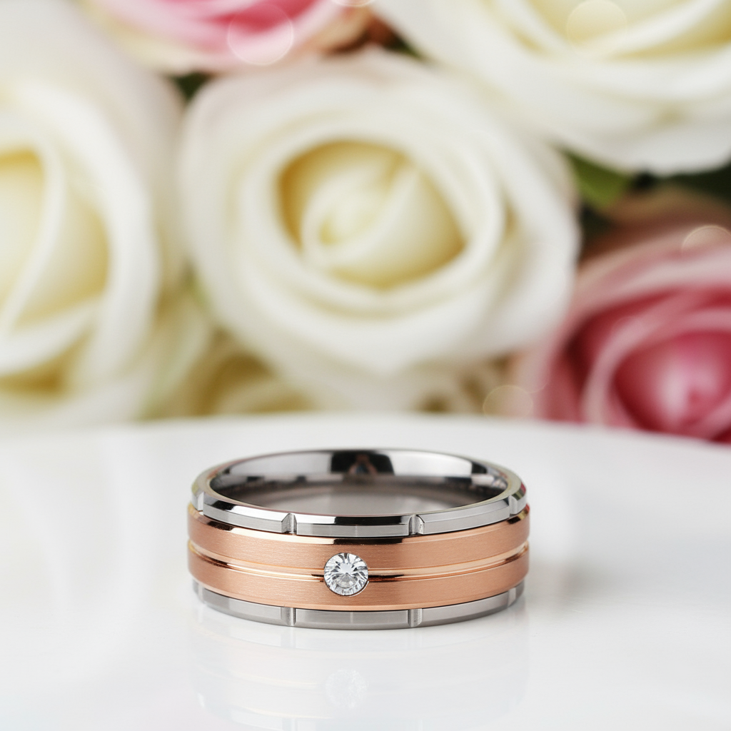 Men's Tungsten Carbide Diamond Wedding Band-Black Diamonds New York