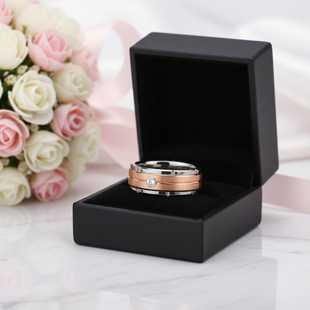 Men's Tungsten Carbide Diamond Option Wedding Band-Black Diamonds New York