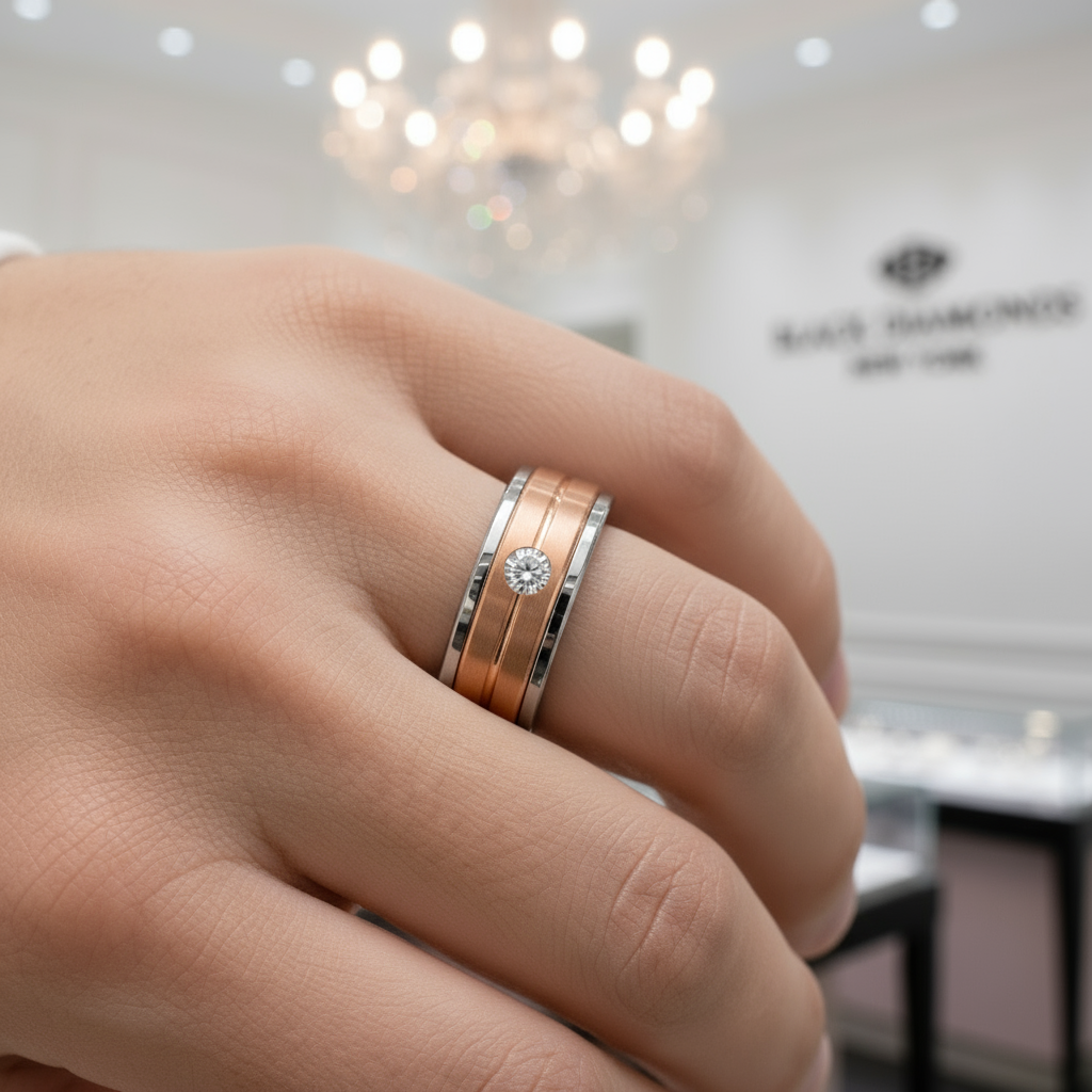 Men's Tungsten Carbide Diamond Wedding Band-Black Diamonds New York