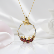 Red Garnet Handmade Secret Garden Necklace-Black Diamonds New York