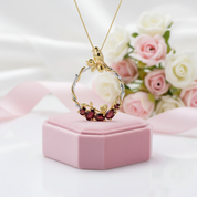 Red Garnet Handmade Secret Garden Necklace-Black Diamonds New York