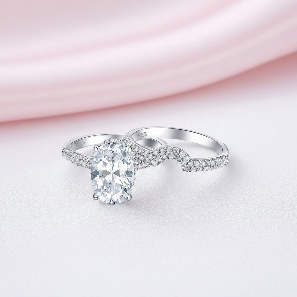 Oval Cut Diamond Option Half Eternity Ring-Black Diamonds New York