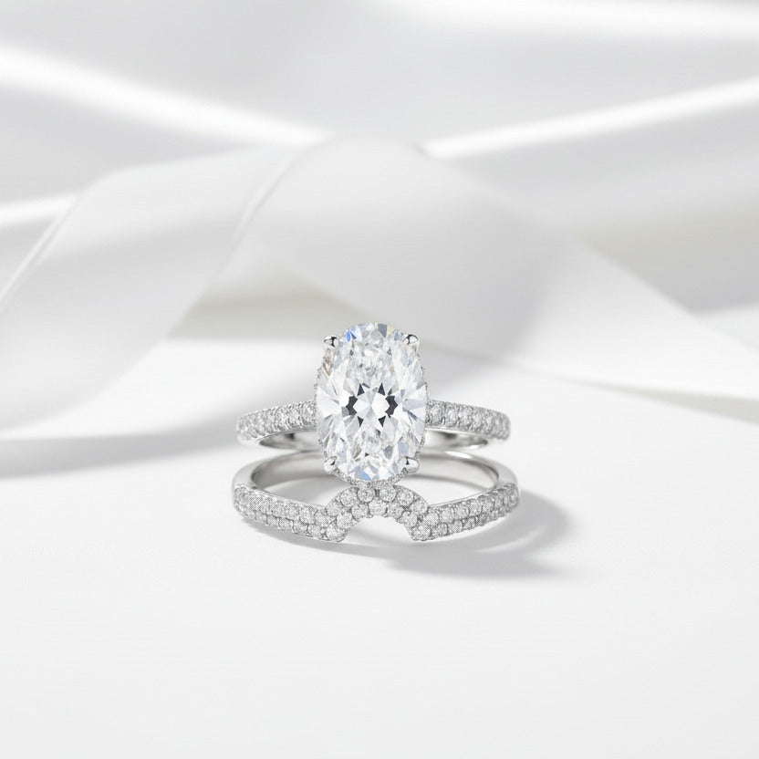 Oval Cut Diamond Option Half Eternity Ring-Black Diamonds New York