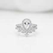 Pear Cut Diamond Option Leaf Engagement Ring Set-Black Diamonds New York