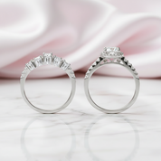 Pear Cut Diamond Option Leaf Engagement Ring Set-Black Diamonds New York