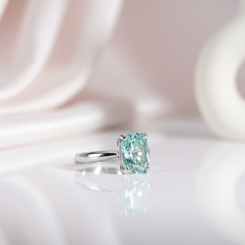 Rare Blue Green Cushion Cut Diamond Option Ring-Black Diamonds New York