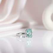 Rare Blue Green Cushion Cut Diamond Option Ring-Black Diamonds New York