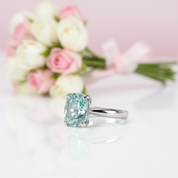 Rare Blue Green Cushion Cut Diamond Option Ring-Black Diamonds New York