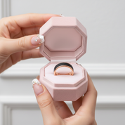Rose Gold Tungsten Wedding Band with Sandstone Wedding Band-Black Diamonds New York