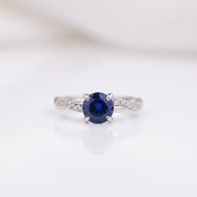 Round Cut Blue Simulated Diamond Option Twist Engagement Ring-Black Diamonds New York