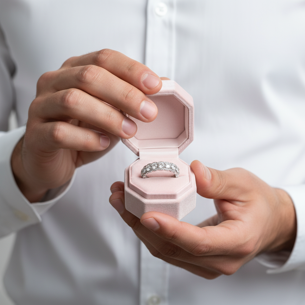 Round Cut Diamond Eternity Halo Ring Band-Black Diamonds New York