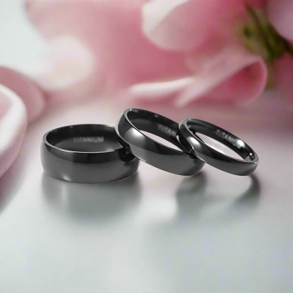 Flash Sale - Simple Black Titanium Men's Wedding Band-Black Diamonds New York