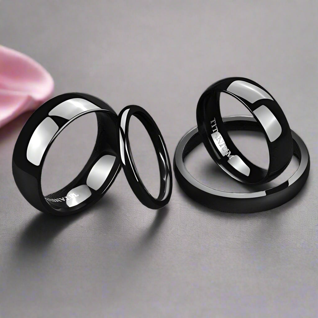 Flash Sale - Simple Black Titanium Men's Wedding Band-Black Diamonds New York