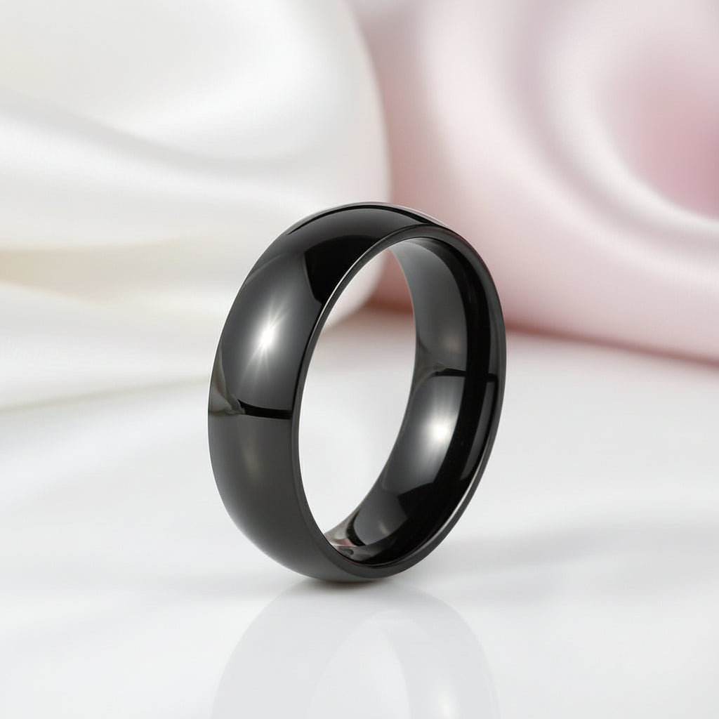 Simple Black Titanium Men's Wedding Band-Black Diamonds New York