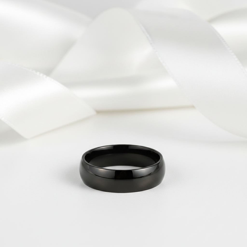 Simple Black Titanium Men's Wedding Band-Black Diamonds New York