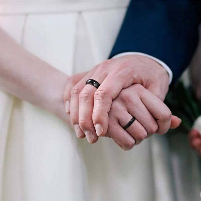 Flash Sale - Simple Black Titanium Men's Wedding Band-Black Diamonds New York