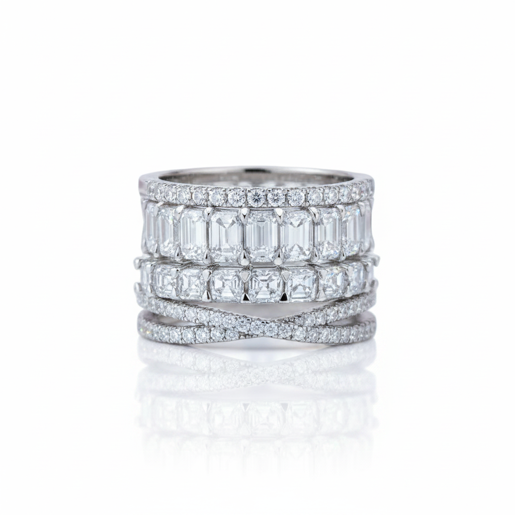 Stunning 4PC Stackable Wedding Band Set-Black Diamonds New York
