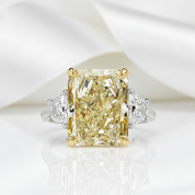 Three Stone Yellow Diamond Radiant Cut Engagement Ring-Black Diamonds New York