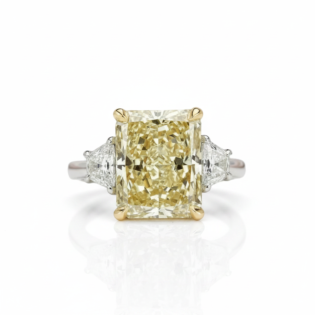 Three Stone Yellow Diamond Option Radiant Cut Engagement Ring-Black Diamonds New York