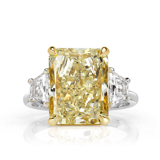 VIP Dream Ring Upgrade- Three Yellow Stone Diamond Radiant Cut Engagement Ring-Black Diamonds New York