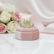 Three Yellow Stone Diamond Radiant Cut Engagement Ring-Black Diamonds New York