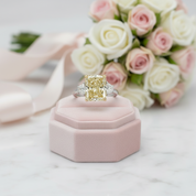 Three Stone Yellow Diamond Radiant Cut Engagement Ring-Black Diamonds New York