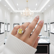 Three Yellow Stone Diamond Radiant Cut Engagement Ring-Black Diamonds New York