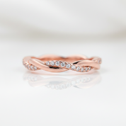 Twist Rose Gold Infinity Wedding Band-Black Diamonds New York