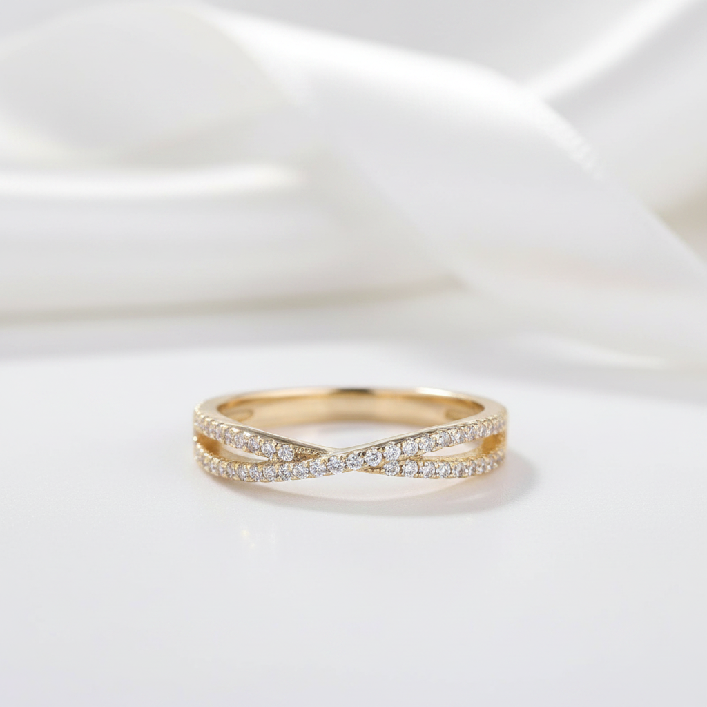 X Criss Cross Wedding Band-Black Diamonds New York