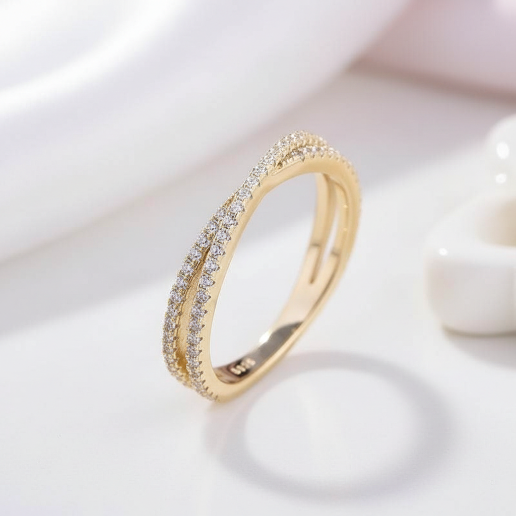 X Criss Cross Wedding Band-Black Diamonds New York