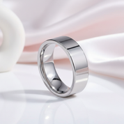 Flat 8mm Tungsten Carbide Wedding Band-Black Diamonds New York