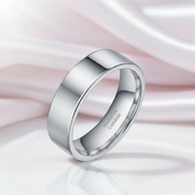 Flat 8mm Tungsten Carbide Wedding Band-Black Diamonds New York