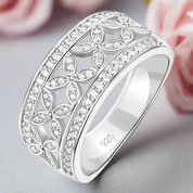 Flower Art Deco Diamond Ring Band-Black Diamonds New York