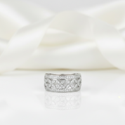 Flower Art Deco Diamond Option Ring Band-Black Diamonds New York