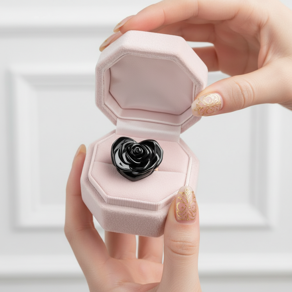 Flower Bug & Heart-Shaped Charm Beads Series-Black Diamonds New York